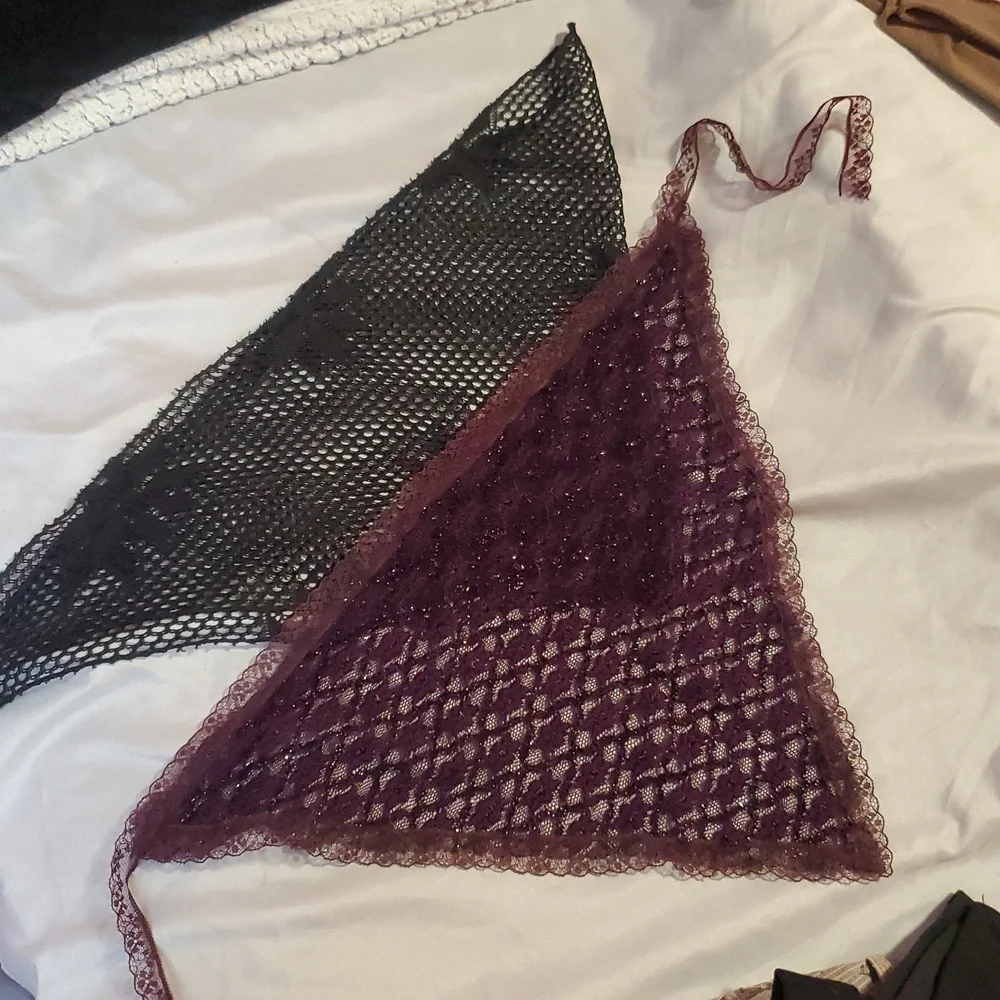 Hair Wrap Bandanas, Black And Purple/Maroon